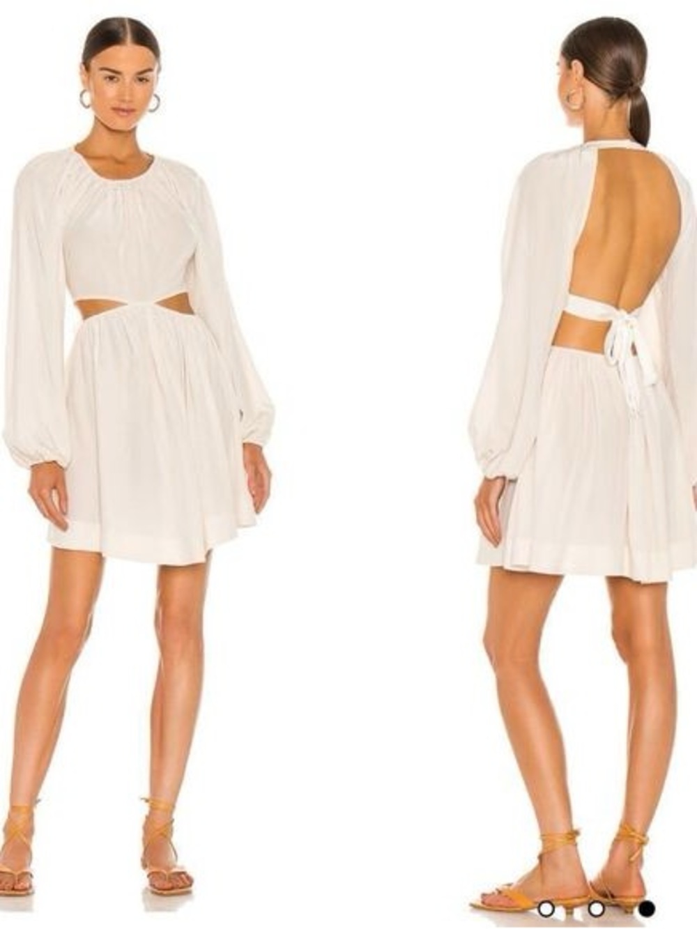LPA White Open-Back Long-Sleeve Cutout Mini Dress